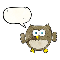 speech bubble textured cartoon owl