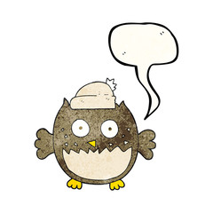 speech bubble textured cartoon owl