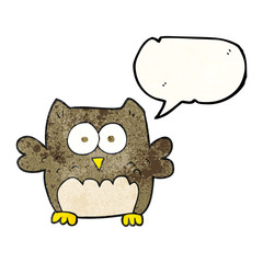 speech bubble textured cartoon owl