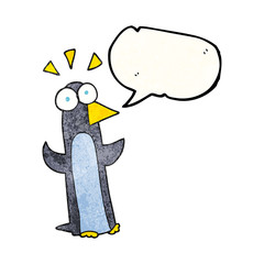speech bubble textured cartoon surprised penguin