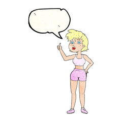 speech bubble textured cartoon happy gym woman
