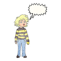 speech bubble textured cartoon chilled out girl