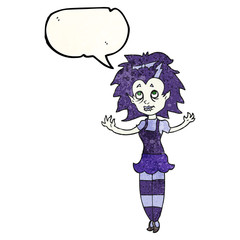 speech bubble textured cartoon vampire girl