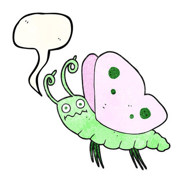 speech bubble textured cartoon funny butterfly
