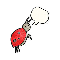 speech bubble textured cartoon ladybug