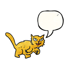 speech bubble textured cartoon cat