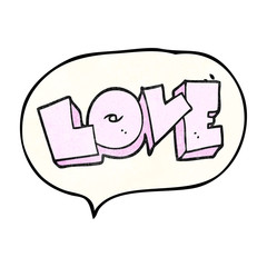 speech bubble textured cartoon love sign