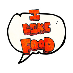 speech bubble textured cartoon i like food symbol