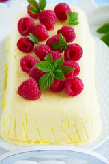 Lemon Semifreddo with raspberry.