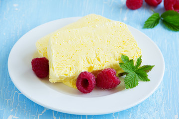Lemon Semifreddo with raspberry.