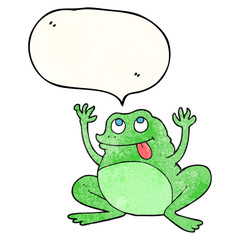 funny speech bubble textured cartoon frog