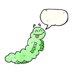 speech bubble textured cartoon caterpillar