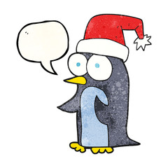 speech bubble textured cartoon christmas penguin