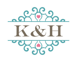 K&H initial ornament wedding logo