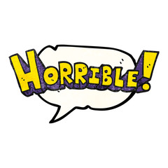 speech bubble textured cartoon word horrible