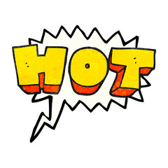 speech bubble textured cartoon word hot