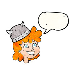 speech bubble textured cartoon female viking face