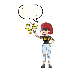 speech bubble textured cartoon rock woman
