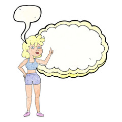 speech bubble textured cartoon gym woman