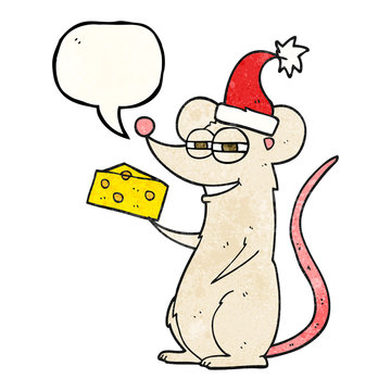 speech bubble textured cartoon christmas mouse