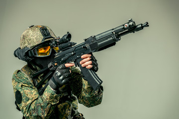 Special force soldier with a rifle