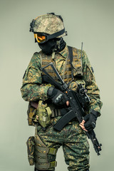 Special force soldier with a rifle