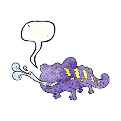 speech bubble textured cartoon chameleon