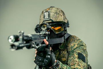 Special force soldier with a rifle