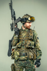 Special force soldier with a gun