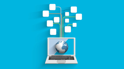 global networking tree from laptop abstract design