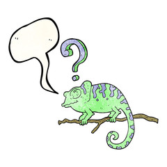 speech bubble textured cartoon curious chameleon