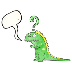 speech bubble textured cartoon confused dinosaur