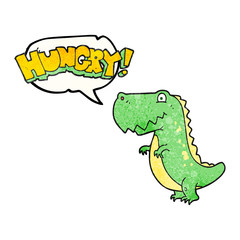 speech bubble textured cartoon hungry dinosaur