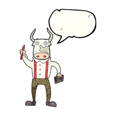 speech bubble textured cartoon bull man