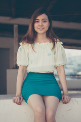 Portrait of thai adult businesswoman beautiful girl relax and smile