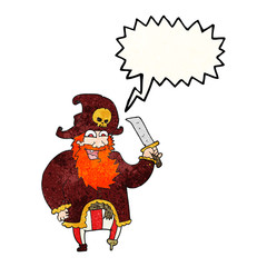 speech bubble textured cartoon pirate captain