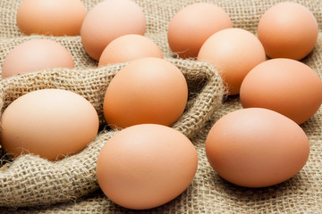 Eggs on brown sack