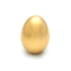 Golden egg on white background