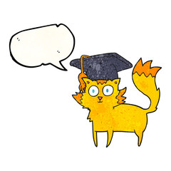 speech bubble textured cartoon cat graduate