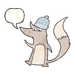 speech bubble textured cartoon little wolf