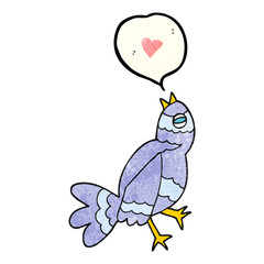 speech bubble textured cartoon bird singing