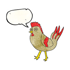 speech bubble textured cartoon chicken
