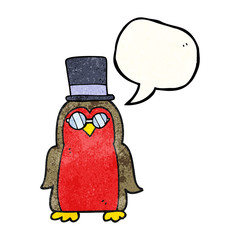 speech bubble textured cartoon robin