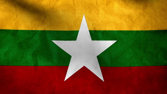 National flag of Burma grunge background