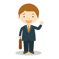 Cute cartoon vector illustration of a businessman