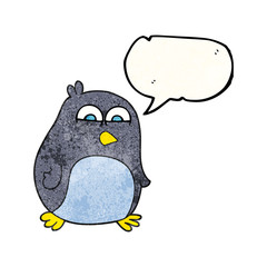 speech bubble textured cartoon penguin