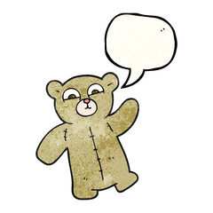 speech bubble textured cartoon teddy bear