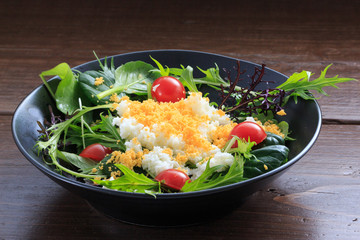 Salad with minced egg like mimosa