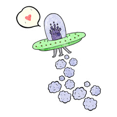 speech bubble textured cartoon flying saucer