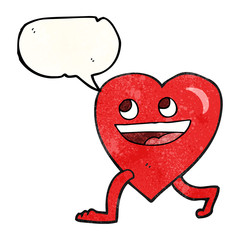 speech bubble textured cartoon walking heart